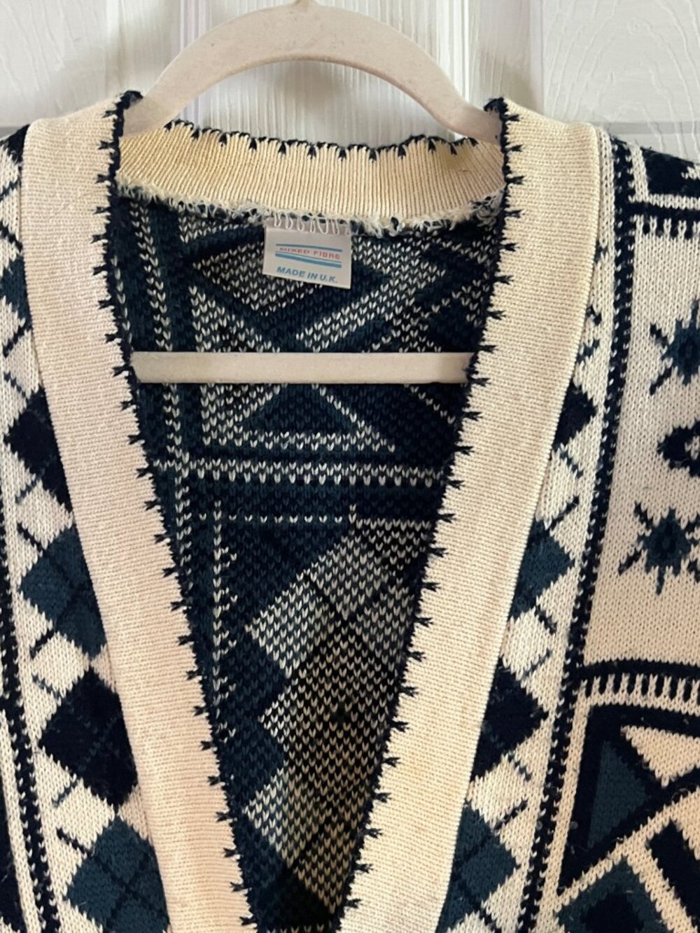Vintage 90s Aztec Geometric Cardigan Knit Sweater | Made in UK - Picture 5 of 8